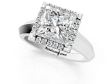 White gold Princess Halo Diamond Ring with Cathedral Band and Four-Prong Setting_81