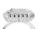 White gold Princess Halo Diamond Ring with Milgrain Edge and Round Prong Setting_30