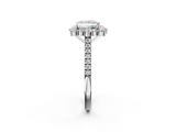 White gold Princess Halo Diamond Ring with Pavé Band and Prong Setting_26