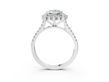 White gold Princess Halo Diamond Ring with Pavé Band and Prong Setting_27