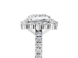 White gold Princess Halo Diamond Ring with Pavé Band and Prong Setting_29