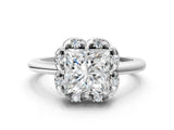 White gold Princess Halo Diamond Ring with Round Cluster Setting, Solitaire Band, and Four-Prong Setting_49