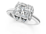 White gold Princess Halo Diamond Ring with Round Cluster Setting, Solitaire Band, and Four-Prong Setting_50
