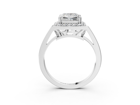 White gold Princess Halo Diamond Ring with Split Shank and Four-Prong Setting_58