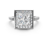 White gold Princess Halo Diamond Ring with Split Shank and Four-Prong Setting_59