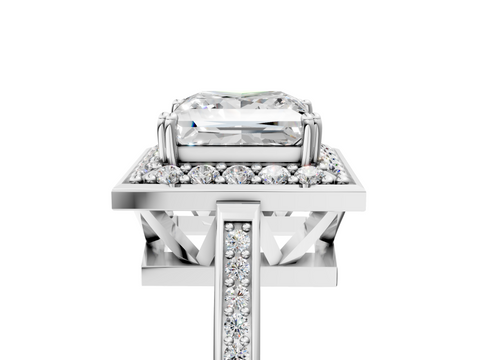 White gold Princess Halo Diamond Ring with Split Shank and Four-Prong Setting_60