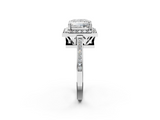 White gold Princess Halo Diamond Ring with Split Shank and Four-Prong Setting_61