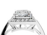White gold Princess Halo Diamond Ring with Split Shank and Four-Prong Setting_63