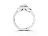 White gold Princess Halo Diamond Ring with Tapered Band and Four-Prong Setting_18