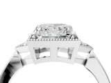 White gold Princess Halo Diamond Ring with Tapered Band and Four-Prong Setting_19