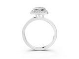 White gold Princess Halo Diamond Solitaire with Pavé Band and Four-Prong Setting_107