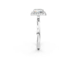 White gold Princess Halo Diamond Solitaire with Pavé Band and Four-Prong Setting_110