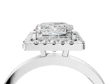 White gold Princess Halo Diamond Solitaire with Pavé Band and Four-Prong Setting_112