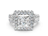 White gold Princess Halo Diamond Split Shank Engagement Ring with Prong Setting_75