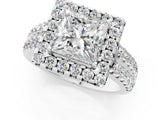 White gold Princess Halo Diamond Split Shank Engagement Ring with Prong Setting_76