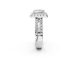 White gold Princess Halo Diamond Split Shank Engagement Ring with Prong Setting_77