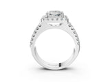 White gold Princess Halo Diamond Split Shank Engagement Ring with Prong Setting_78