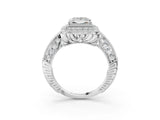 White gold Princess Halo Diamond Split Shank Ring with Milgrain Detail_52