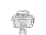 White gold Princess Halo Diamond Split Shank Ring with Milgrain Detail_54