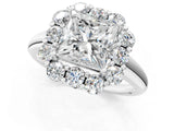 White gold Princess Halo Milgrain Solitaire with Bezel Set Side Stones and Pave Band_72