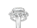 White gold Princess Halo Milgrain Solitaire with Bezel Set Side Stones and Pave Band_95