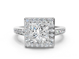 White gold Princess Halo Pavé Diamond Engagement Ring with Bezel Setting_20