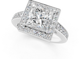 White gold Princess Halo Pavé Diamond Engagement Ring with Bezel Setting_21