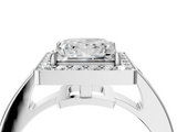 White gold Princess Halo Pavé Diamond Engagement Ring with Bezel Setting_24