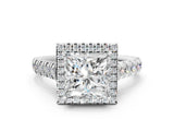White gold Princess Halo Pavé Diamond Engagement Ring with Four-Prong Setting_26