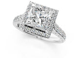 White gold Princess Halo Pavé Diamond Engagement Ring with Four-Prong Setting_27