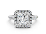 White gold Princess Halo Pavé Diamond Engagement Ring with Four-Prong Setting_3