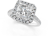 White gold Princess Halo Pavé Diamond Engagement Ring with Four-Prong Setting_4