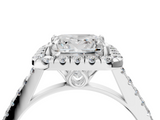 White gold Princess Halo Pavé Diamond Engagement Ring with Four-Prong Setting_7