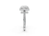 White gold Princess Halo Pave Band Solitaire Ring with Prong Setting_86