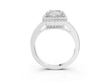 White gold Princess Halo Pave Band Solitaire Ring with Prong Setting_87
