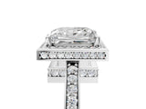 White gold Princess Halo Pave Band Solitaire Ring with Prong Setting_89