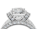 Platinum 1.24 Carat G VVS2 Princess Halo Pave Diamond Engagement Ring with Milgrain Detailing