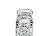 Platinum 1.24 Carat G VVS2 Princess Halo Pave Diamond Engagement Ring with Milgrain Detailing