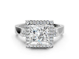 White gold Princess Halo Pave Split Shank Prong Setting Ring_39