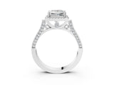 White gold Princess Halo Pave Split Shank Prong Setting Ring_42