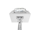 White gold Princess Halo Round Diamond Milgrain Pave Engagement Ring_14
