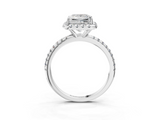 White gold Princess Halo Round Diamond Pavé Band Four-Prong Ring_6
