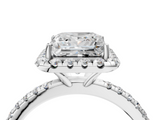 White gold Princess Halo Round Diamond Pavé Band Four-Prong Ring_7