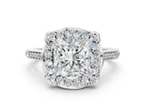 White gold Princess Halo Round Diamond Pave Band with Four-Prong Setting_37