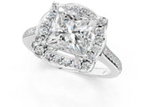 White gold Princess Halo Round Diamond Pave Band with Four-Prong Setting_38