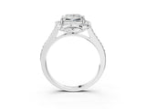 White gold Princess Halo Round Diamond Pave Band with Four-Prong Setting_41