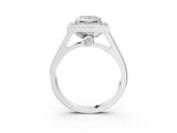 White gold Princess Halo Solitaire Diamond Ring with Pave Band and Bezel Setting_70