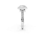 White gold Princess Halo Solitaire Diamond Ring with Pave Band and Bezel Setting_75