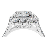 White gold Princess Halo Split Shank Diamond Engagement Ring with Pave Band and Four-Prong Setting_55