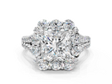White gold Princess Halo Split Shank Diamond Engagement Ring with Pave Band and Four-Prong Setting_55